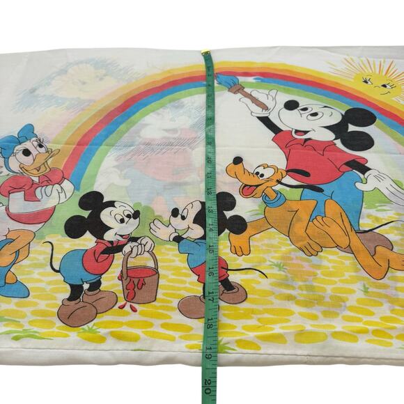 Vintage DISNEY Rainbow Pillowcase Mickey Donald Daisy Standard Size Made in USA - Picture 5 of 7